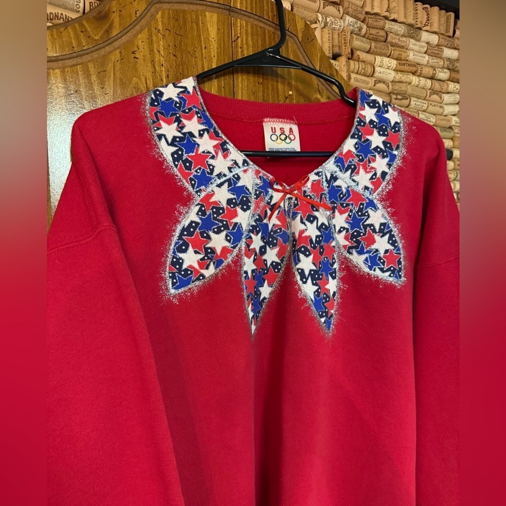 RARE! Vintage 90’s USA Olympics glitter Red white and
Blue sweatshirt sz XL - Picture 3 of 6